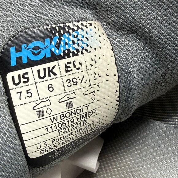 Hoka One One Bondi 7 Womens 7.5 Gray Orange Lightweight Running Shoes Sneakers - Picture 13 of 16